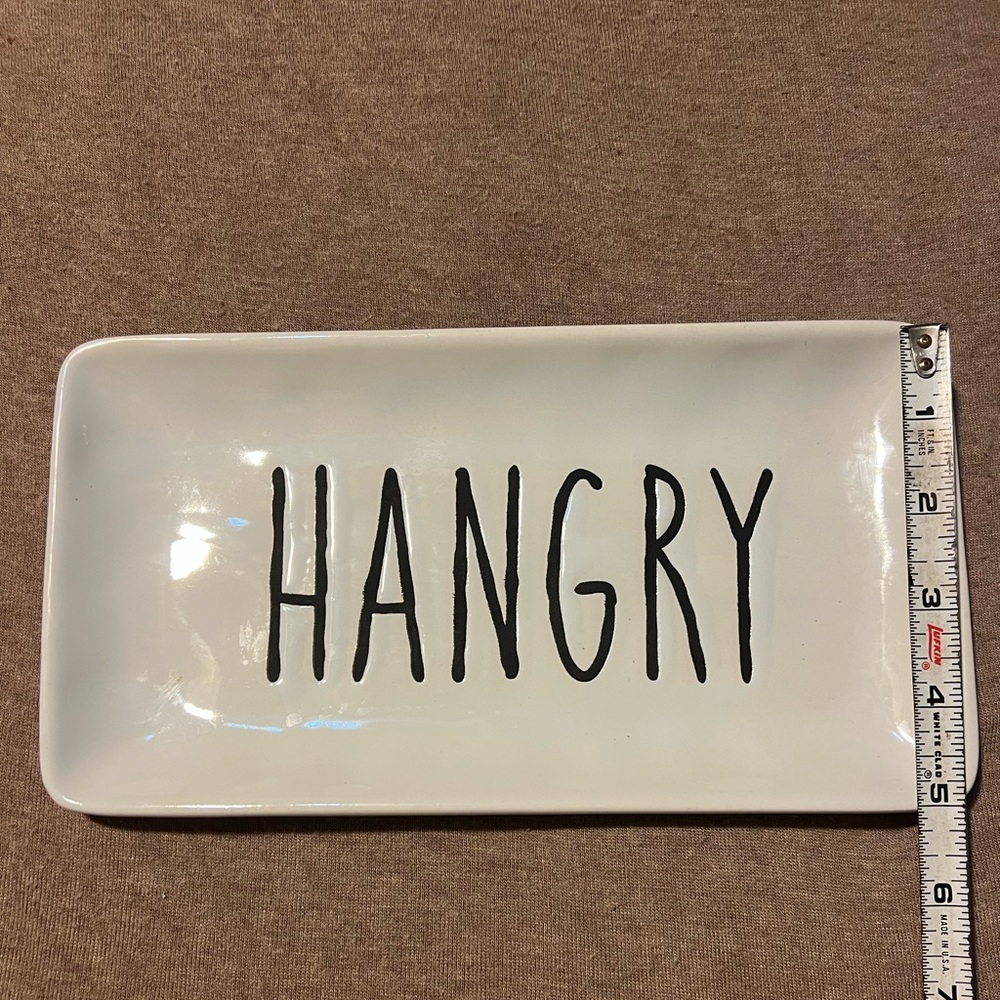 Chic White Ceramic 'Hangry' Platter